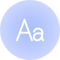 light gradient purple and blue text-based icon
