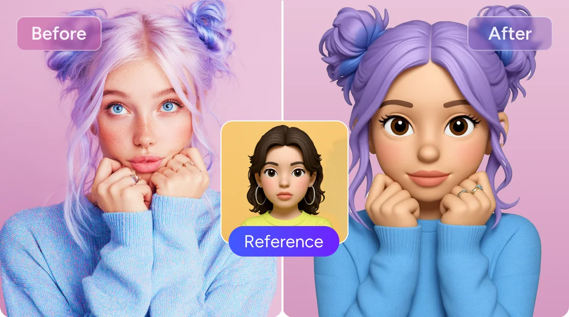 transfer the style of reference image into the girl's portrait using Nano Banana AI