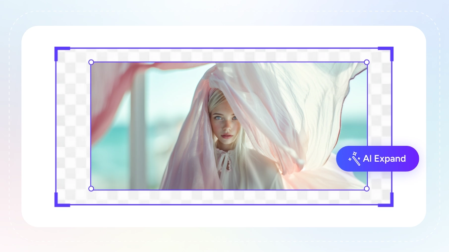 interface d'utilisation de l'IA pour agrandir le portrait d'une fille avec un foulard