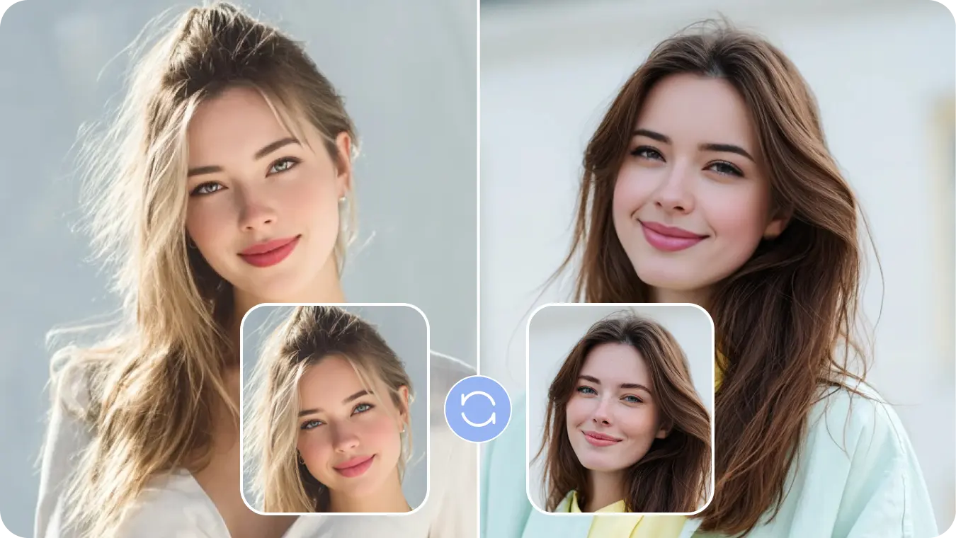 Kostenloser Online KI Face Swap | Flawless Face Swapping - AI Ease, image size:1350x760