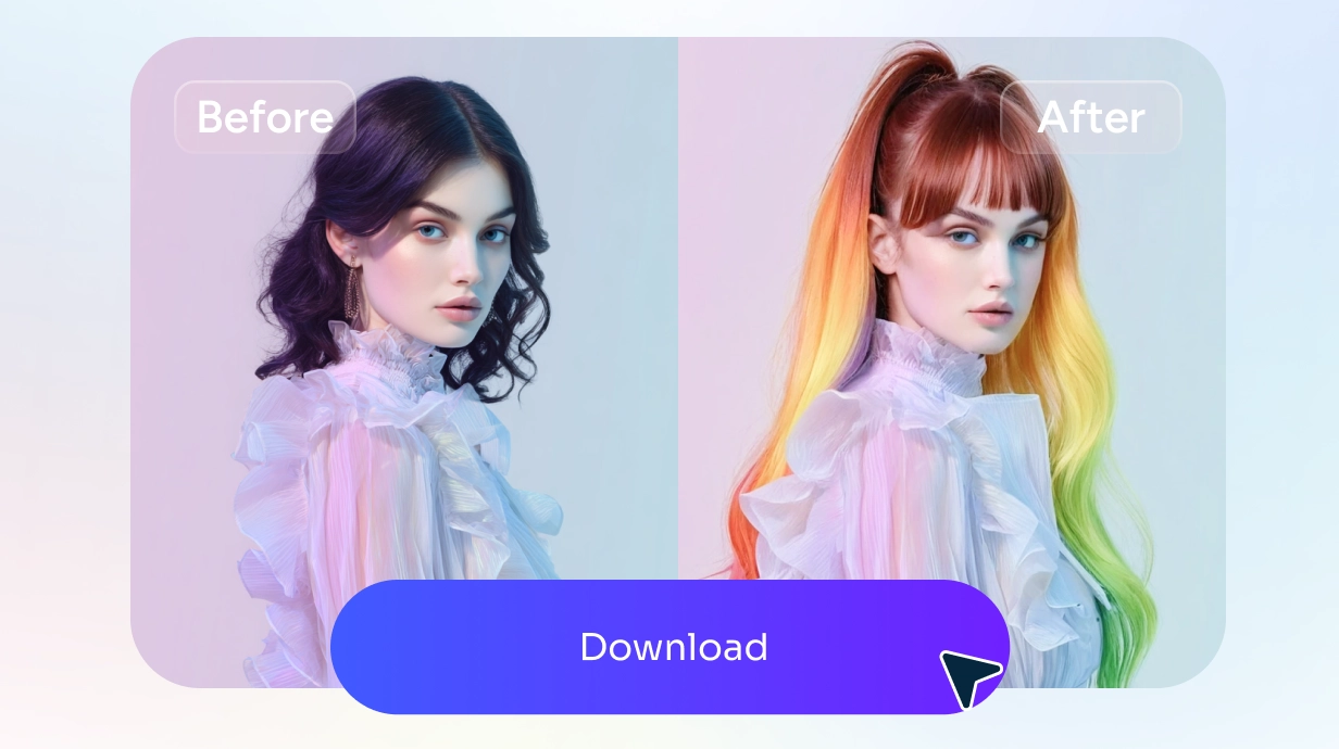 baixar a imagem feminina com o simulador de corte de cabelo do AI Ease