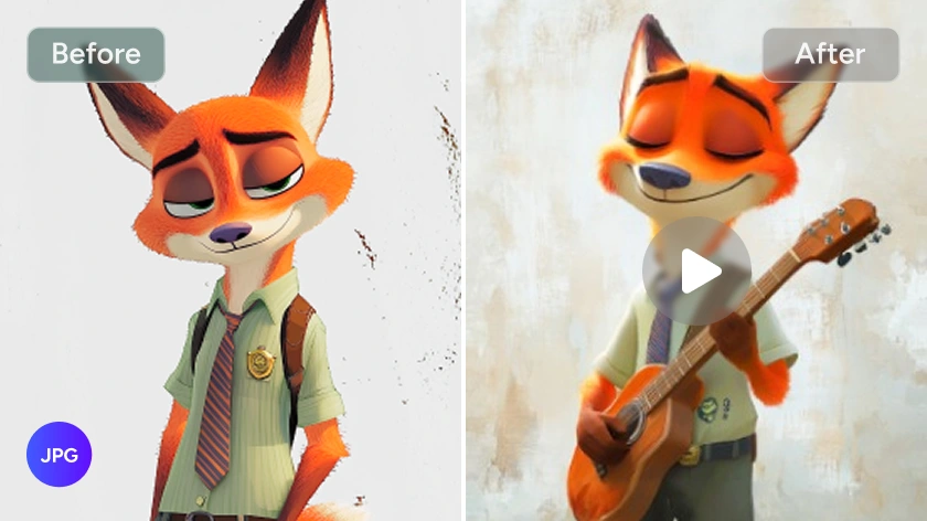 Effet avant et après la réalisation d'une vidéo de Nick avec AI Ease