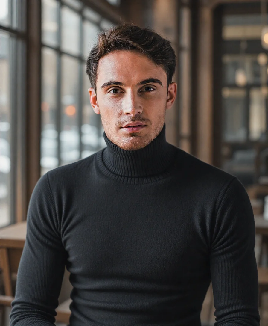 ai casual headshot di un uomo in nero da AI Ease
