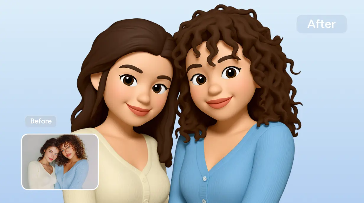 a group shot of friends leaning each other image and its emoji version